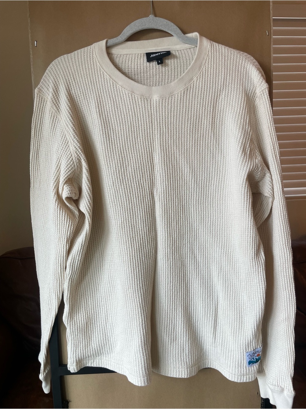 Jiberish Men's Cream Waffle Long Sleeve Shirt WORN ONCE